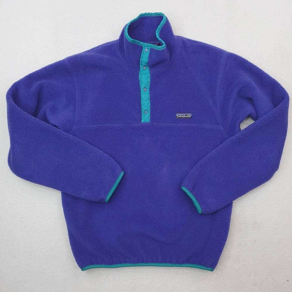 Vintage Patagonia Synchilla Snap-T Fleece Jacket Mens Small Blue USA Made 90s